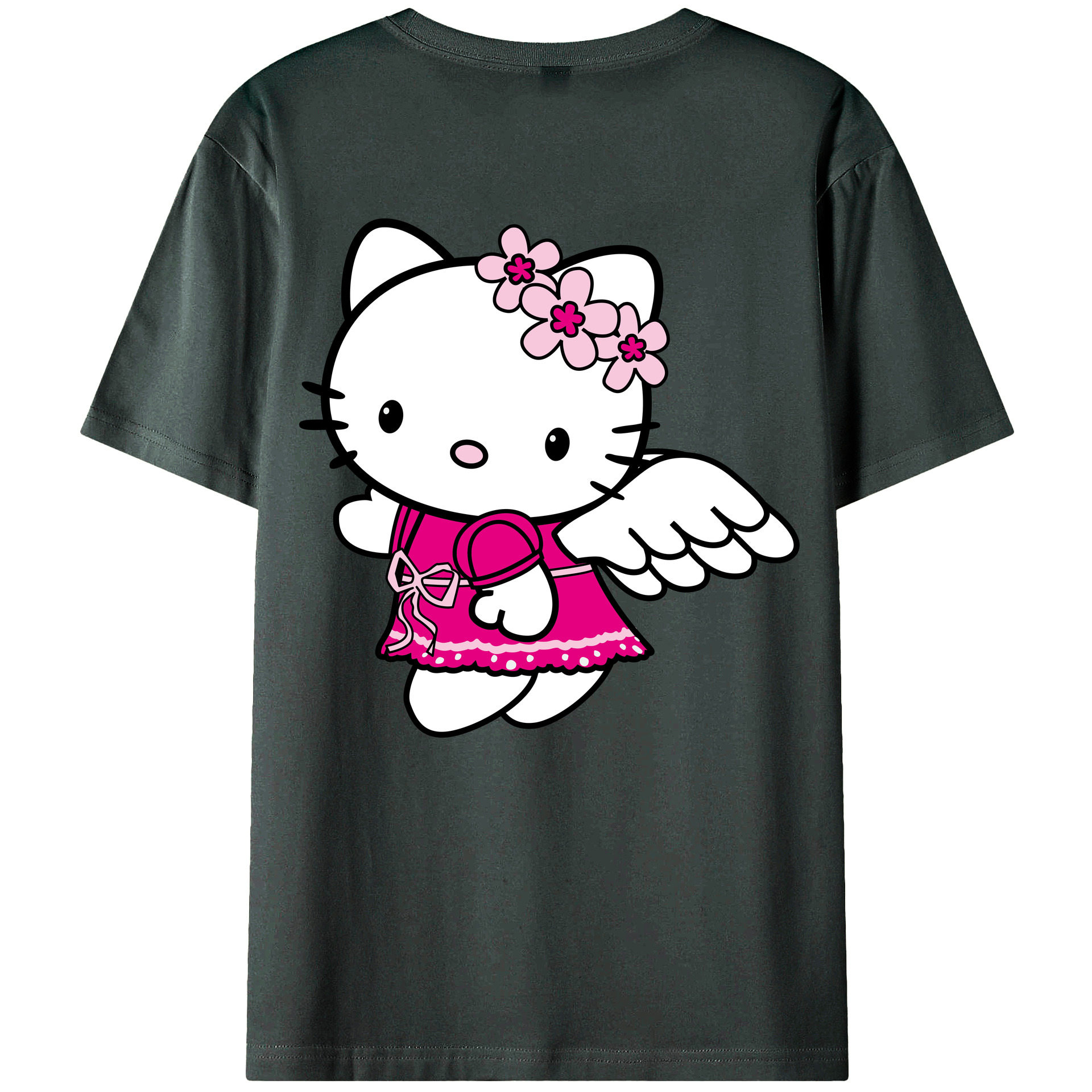 （画像用） Hello Kitty ハローキティ 綿100％ メンズ半袖Tシャツ（バックプリント） 通気性